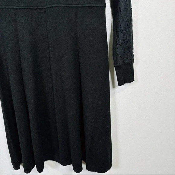 Eliza.J Black Sweater Dress With Lace Sleeves - Picture 9 of 16
